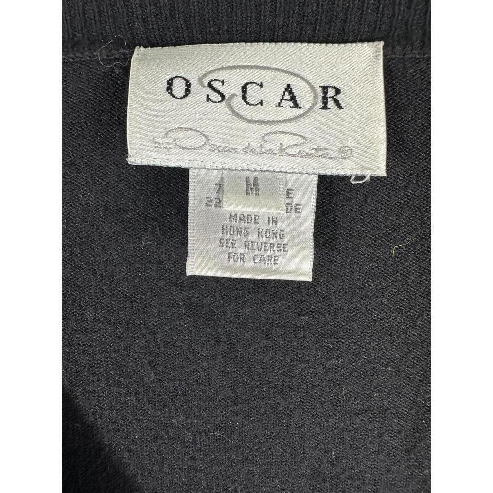 Oscar de la Renta Black Beaded Floral Cardigan Sweater Women’s Medium - Picture 3 of 7